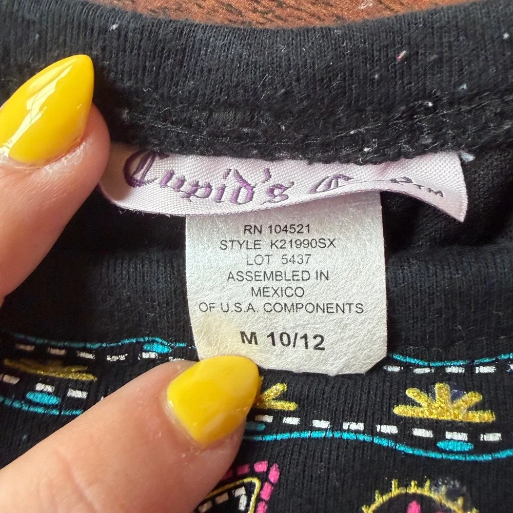 Cupid's Cup Kids Black Butterfly Embroidered Boho Skirt Size‎ M 10/12 K21990SX